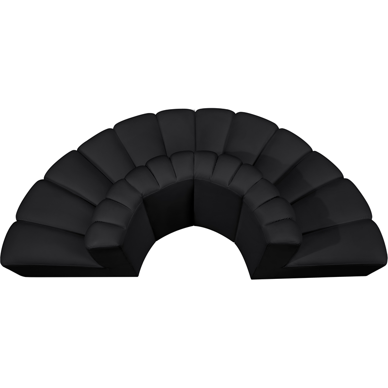 Bowery Hill Contemporary Black Vegan Leather Modular Sectional