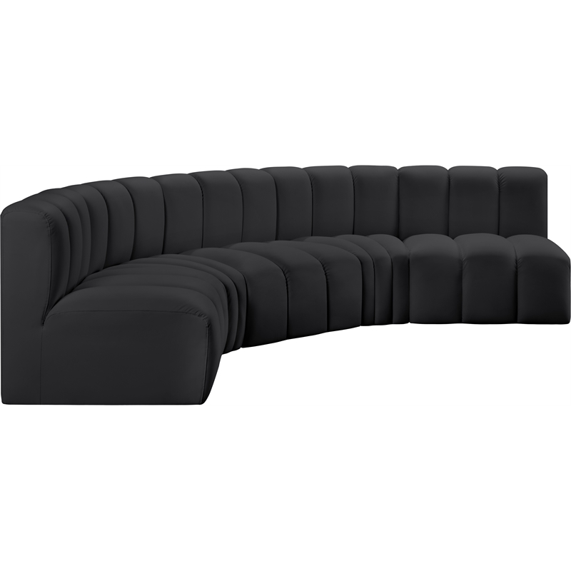 Bowery Hill Contemporary Black Vegan Leather Modular Sectional