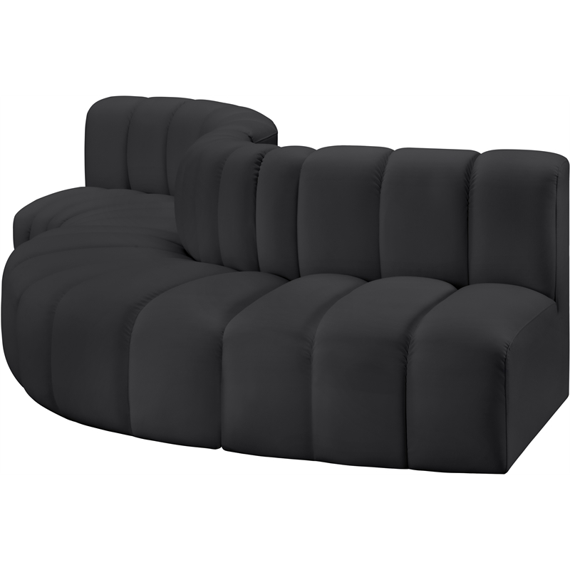 Bowery Hill Contemporary Black Vegan Leather Modular Sectional