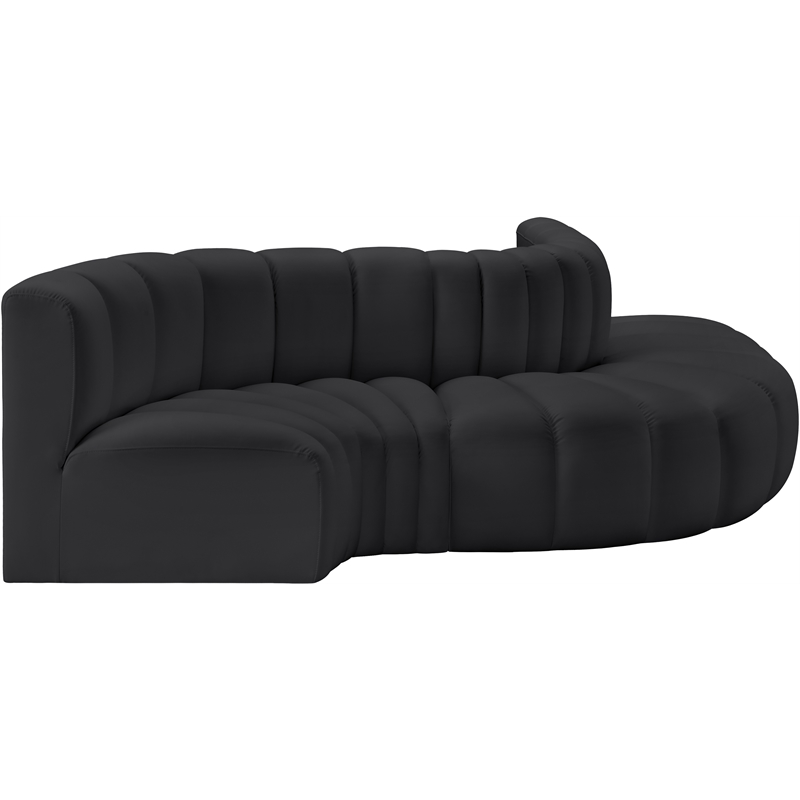 Bowery Hill Contemporary Black Vegan Leather Modular Sectional