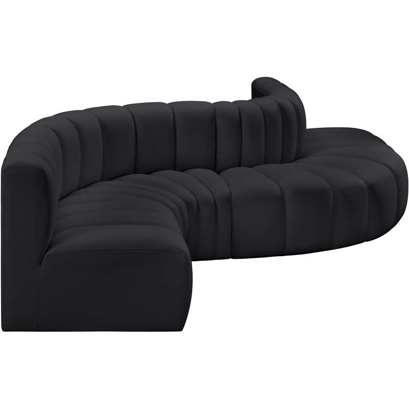 Bowery Hill Contemporary Black Vegan Leather Modular Sectional