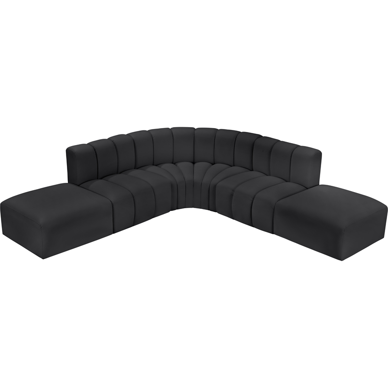 Bowery Hill Contemporary Black Vegan Leather Modular Sectional