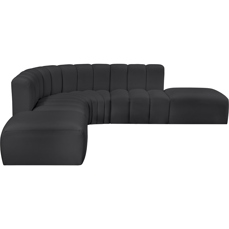 Bowery Hill Contemporary Black Vegan Leather Modular Sectional