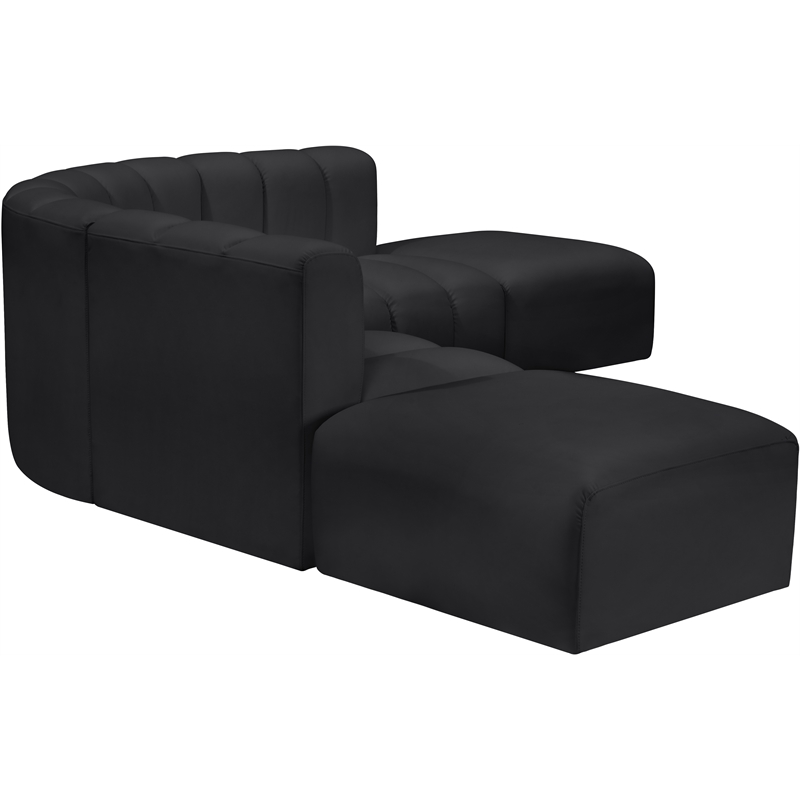 Bowery Hill Contemporary Black Vegan Leather Modular Sectional