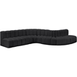 Bowery Hill Contemporary Black Vegan Leather Modular Sectional