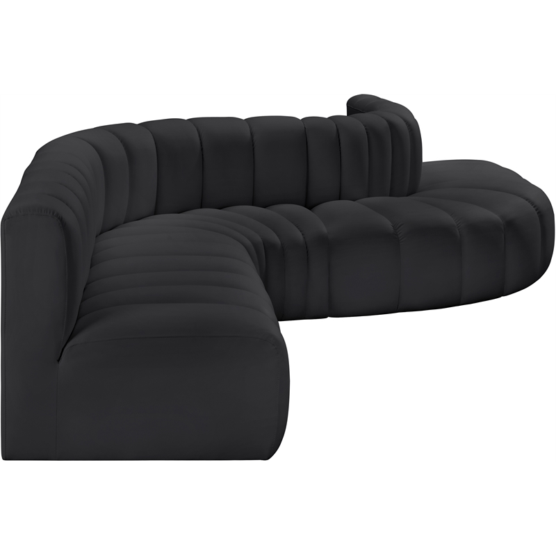 Bowery Hill Contemporary Black Vegan Leather Modular Sectional