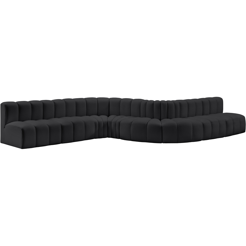 Bowery Hill Contemporary Black Vegan Leather Modular Sectional