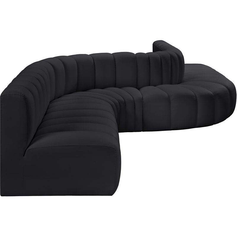 Bowery Hill Contemporary Black Vegan Leather Modular Sectional