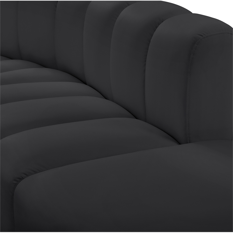 Bowery Hill Contemporary Black Vegan Leather Modular Sectional