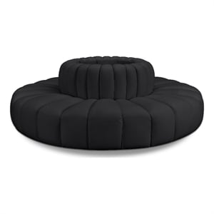 Bowery Hill Contemporary Black Vegan Leather Modular Sectional