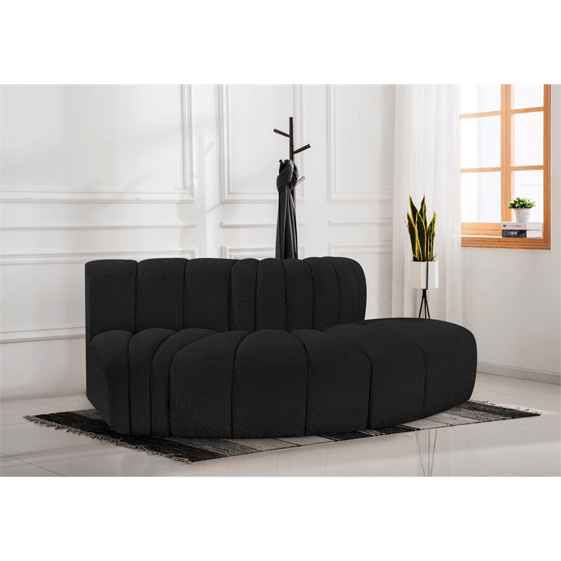 Bowery Hill Contemporary Black Boucle Fabric Modular Sectional