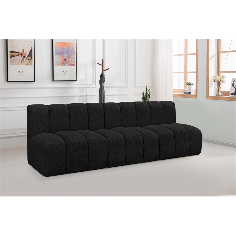 Bowery Hill Contemporary Black Boucle Fabric Modular Sectional