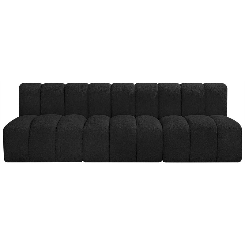 Bowery Hill Contemporary Black Boucle Fabric Modular Sectional
