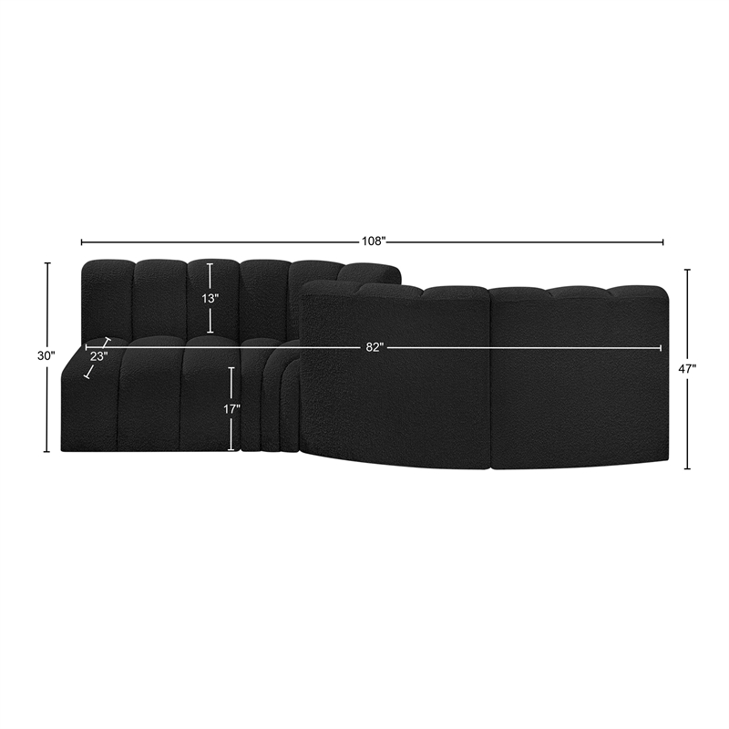 Bowery Hill Contemporary Black Boucle Fabric Modular Sectional