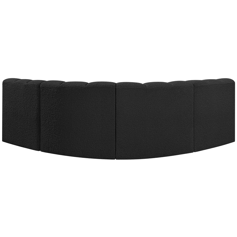 Bowery Hill Contemporary Black Boucle Fabric Modular Sectional