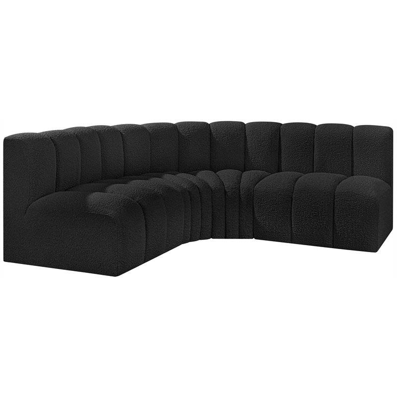 Bowery Hill Contemporary Black Boucle Fabric Modular Sectional