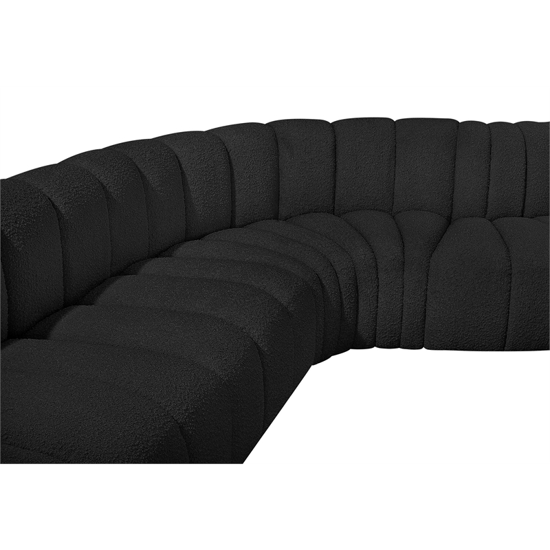 Bowery Hill Contemporary Black Boucle Fabric Modular Sectional