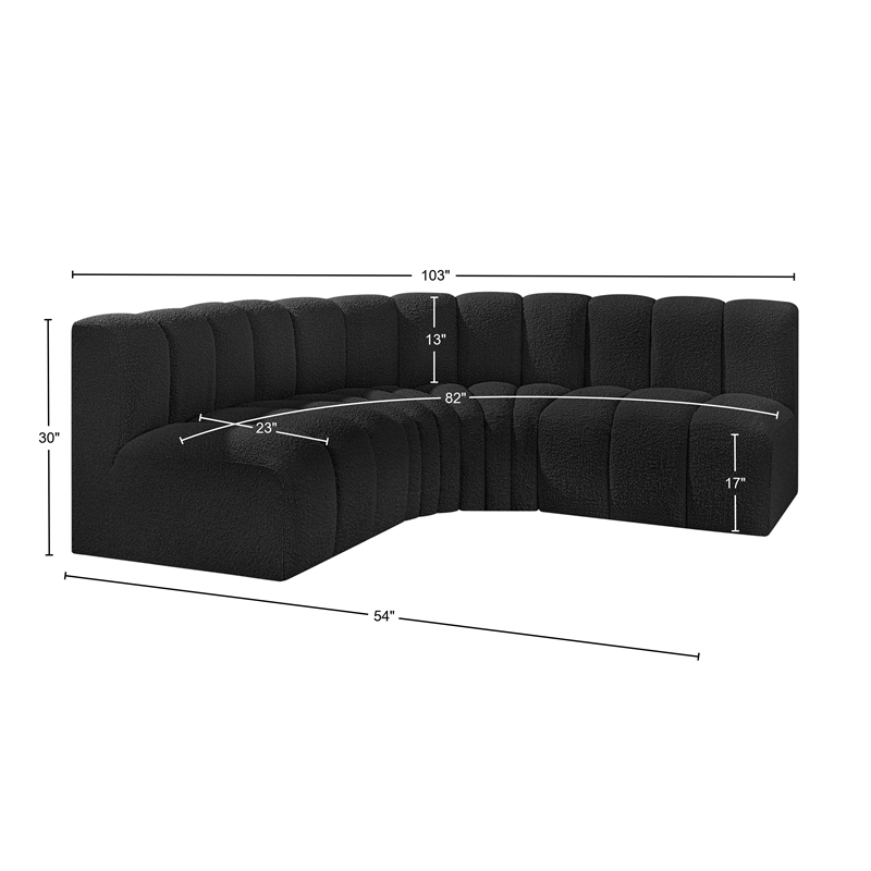 Bowery Hill Contemporary Black Boucle Fabric Modular Sectional