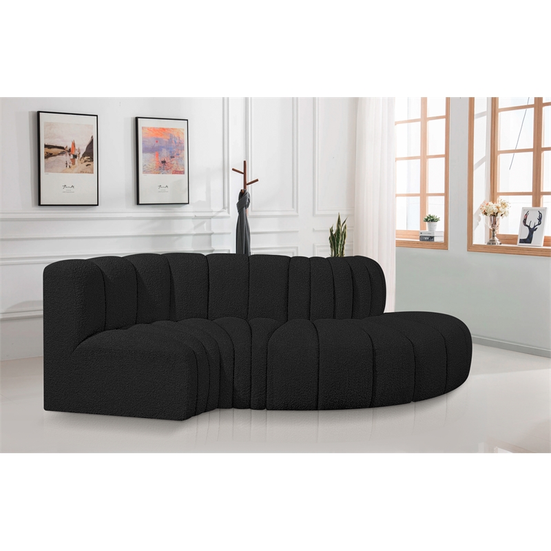 Bowery Hill Contemporary Black Boucle Fabric Modular Sectional