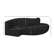 Bowery Hill Contemporary Black Boucle Fabric Modular Sectional