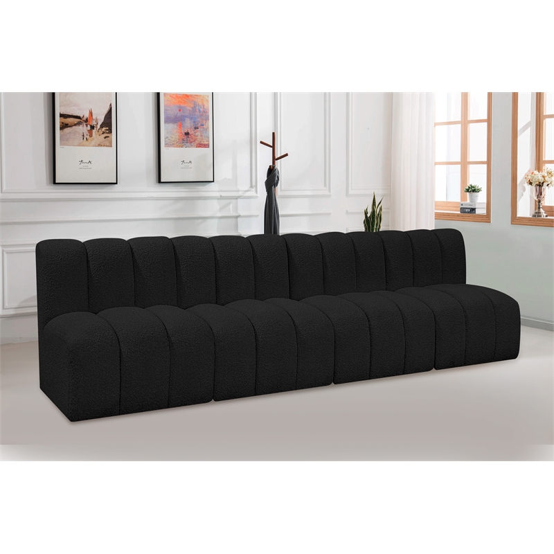 Bowery Hill Contemporary Black Boucle Fabric Modular Sectional