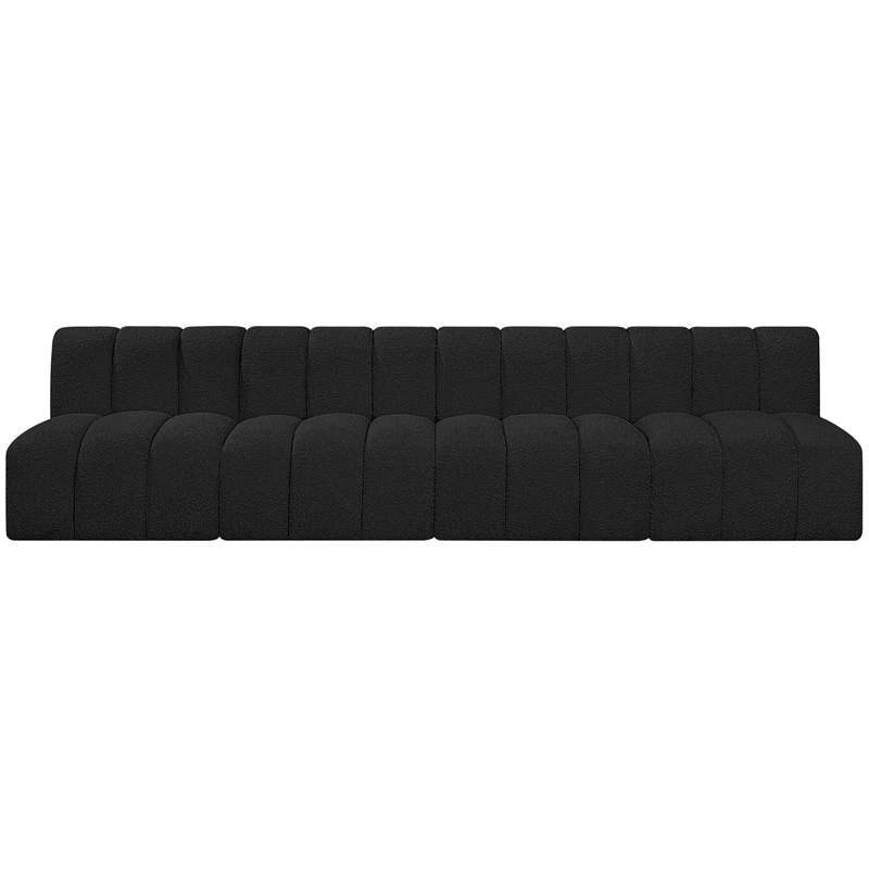 Bowery Hill Contemporary Black Boucle Fabric Modular Sectional