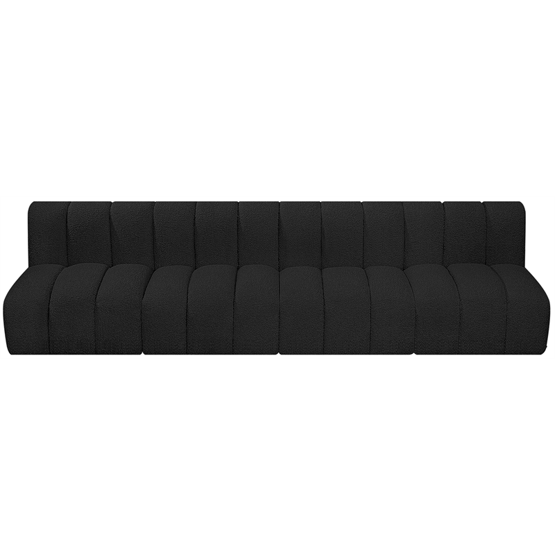 Bowery Hill Contemporary Black Boucle Fabric Modular Sectional