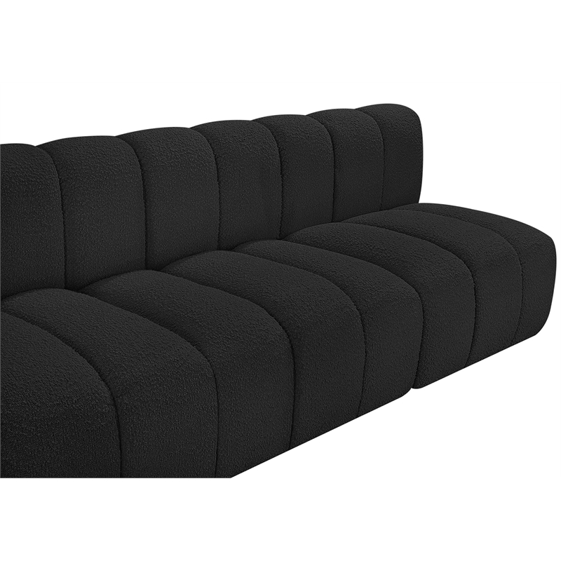 Bowery Hill Contemporary Black Boucle Fabric Modular Sectional