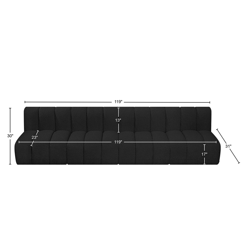 Bowery Hill Contemporary Black Boucle Fabric Modular Sectional