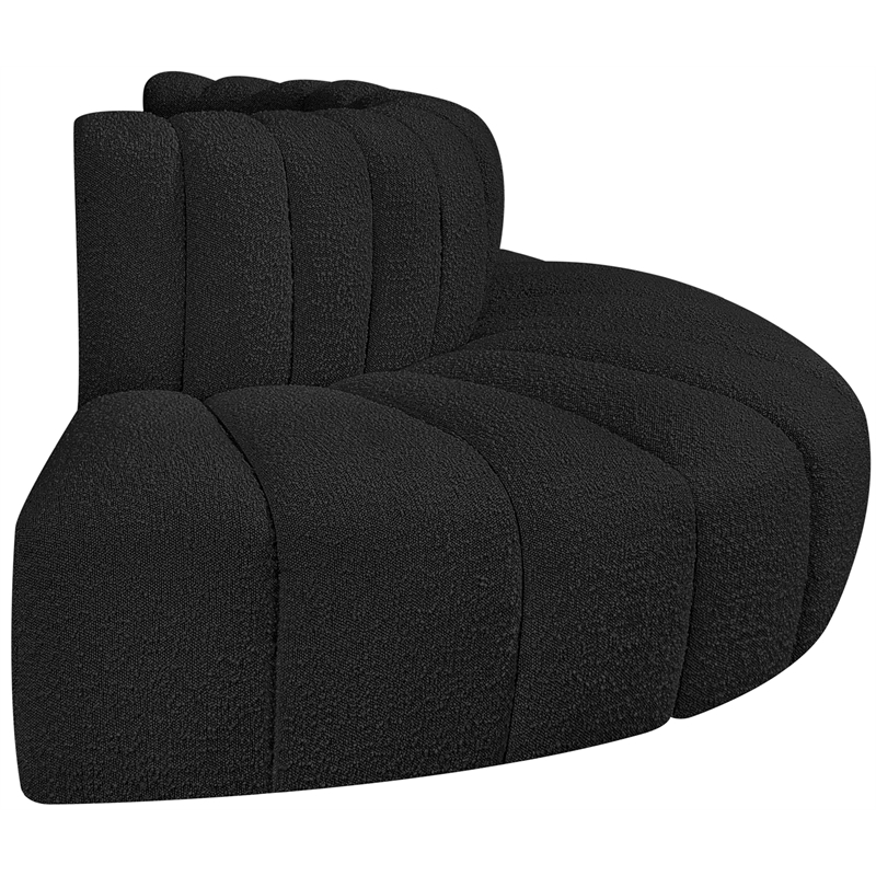 Bowery Hill Contemporary Black Boucle Fabric Modular Sectional