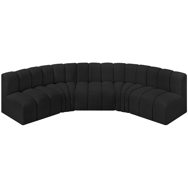 Bowery Hill Contemporary Black Boucle Fabric Modular Sectional