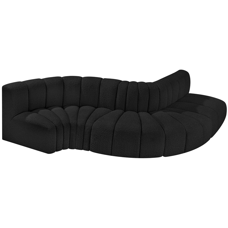 Bowery Hill Contemporary Black Boucle Fabric Modular Sectional