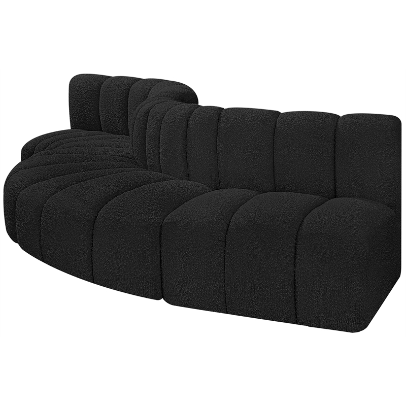 Bowery Hill Contemporary Black Boucle Fabric Modular Sectional