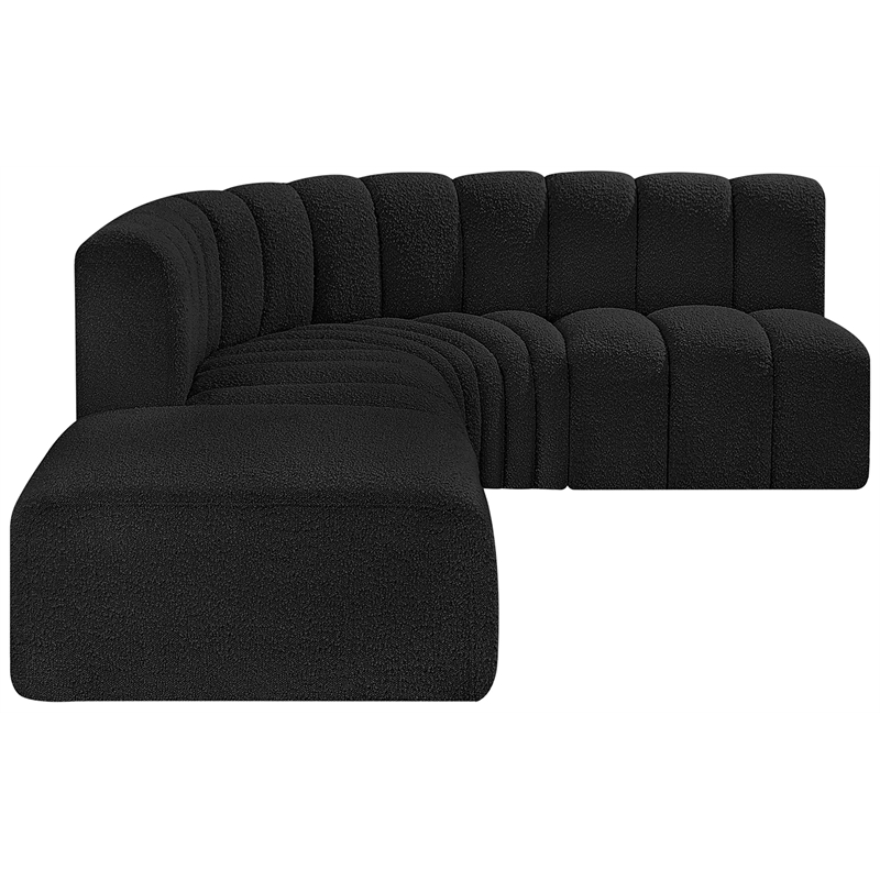Bowery Hill Contemporary Black Boucle Fabric Modular Sectional
