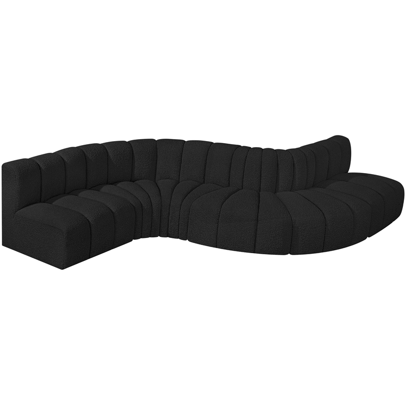 Bowery Hill Contemporary Black Boucle Fabric Modular Sectional
