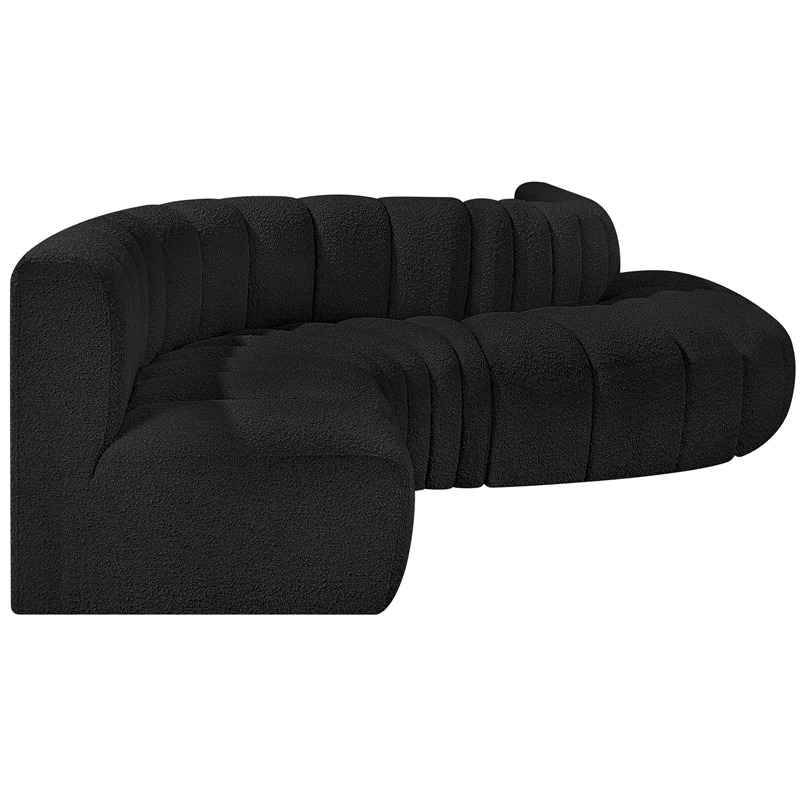 Bowery Hill Contemporary Black Boucle Fabric Modular Sectional