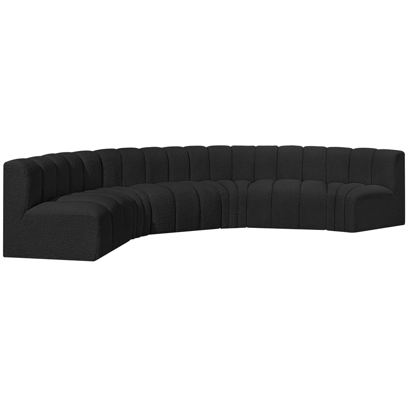 Bowery Hill Contemporary Black Boucle Fabric Modular Sectional