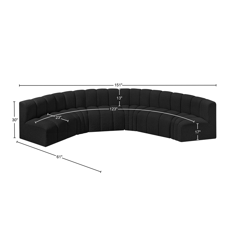 Bowery Hill Contemporary Black Boucle Fabric Modular Sectional