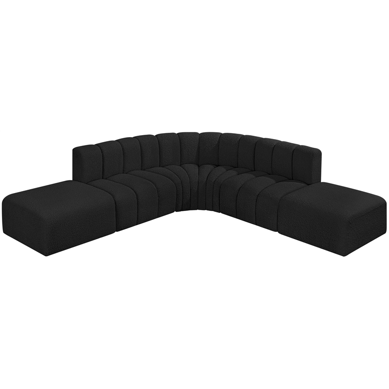 Bowery Hill Contemporary Black Boucle Fabric Modular Sectional