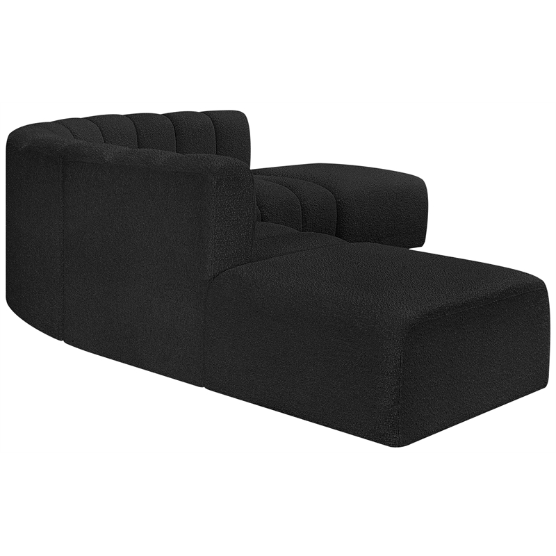 Bowery Hill Contemporary Black Boucle Fabric Modular Sectional
