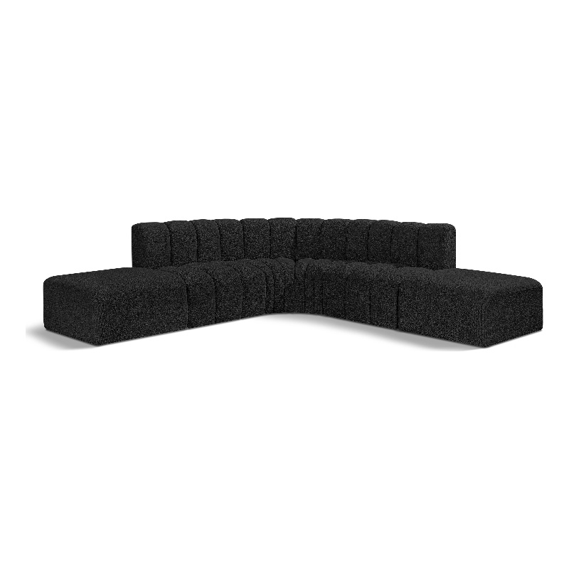 Bowery Hill Contemporary Black Boucle Fabric Modular Sectional