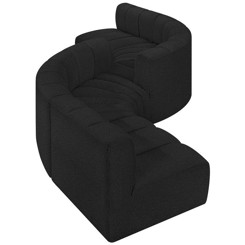Bowery Hill Contemporary Black Boucle Fabric Modular Sectional