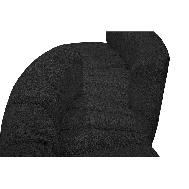 Bowery Hill Contemporary Black Boucle Fabric Modular Sectional