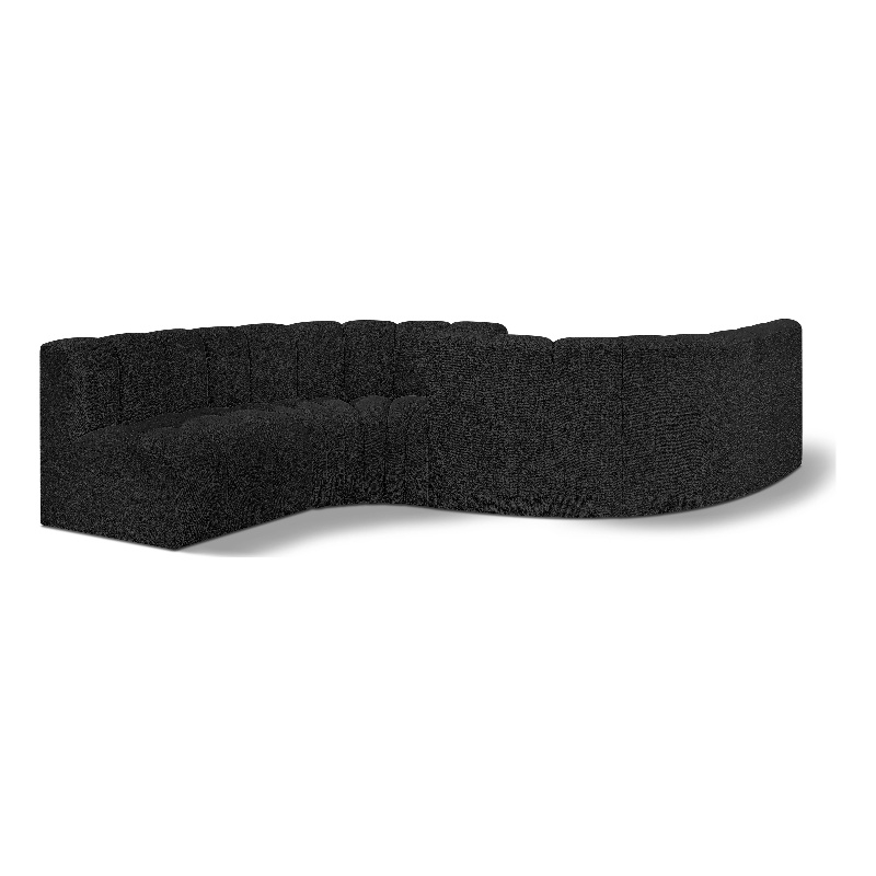 Bowery Hill Contemporary Black Boucle Fabric Modular Sectional