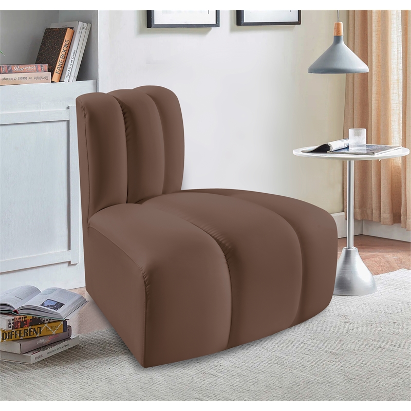 Bowery Hill Contemporary Soft Brown Vegan Leather Reverse Corner