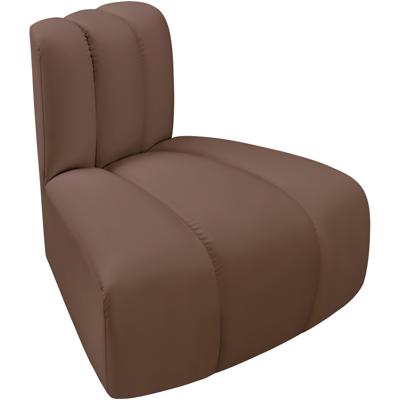 Bowery Hill Contemporary Soft Brown Vegan Leather Reverse Corner
