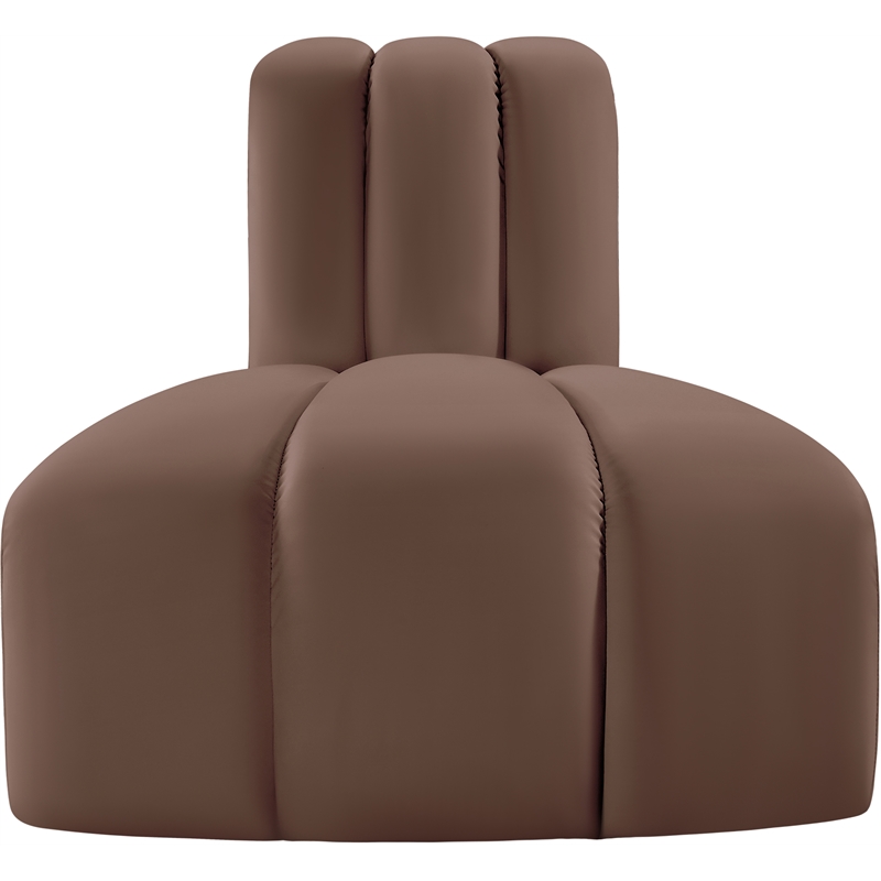 Bowery Hill Contemporary Soft Brown Vegan Leather Reverse Corner