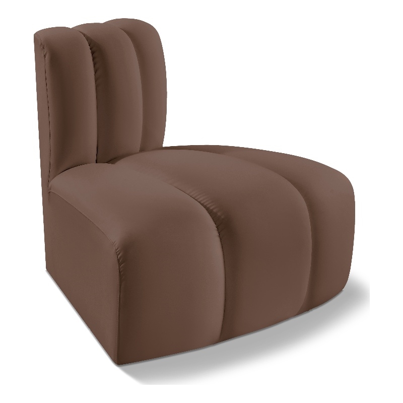 Bowery Hill Contemporary Soft Brown Vegan Leather Reverse Corner