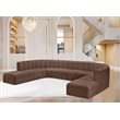 Bowery Hill Contemporary Brown Vegan Leather Modular Sectional