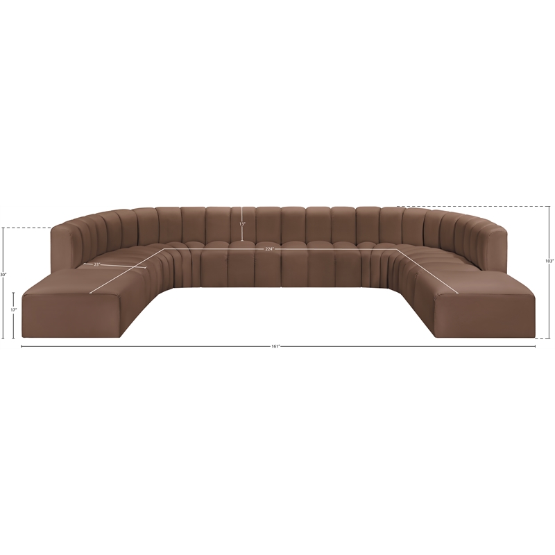 Bowery Hill Contemporary Brown Vegan Leather Modular Sectional